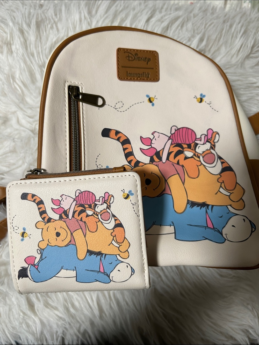 Loungefly Cream Winnie the Pooh Stack Mini Backpack & Wallet Set
